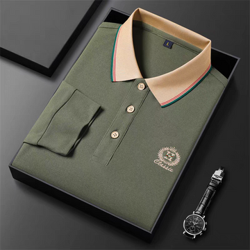 Exquiso Emblem Stripe Collar Polo T-Shirt